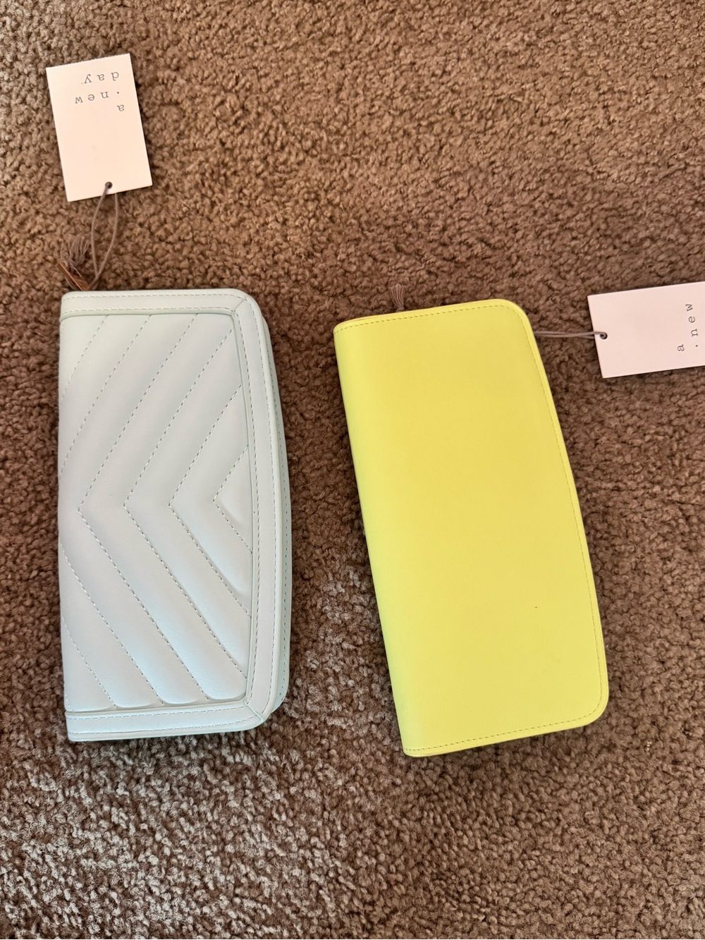 a new day Light Blue Quilted Wallet & Yellow Long Clutch Set